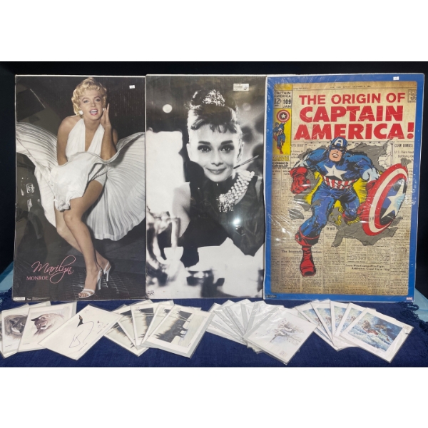 Marilyn Monroe, Captain America & Audrey Hepburn Posters With Bonus Animal Mini Posters