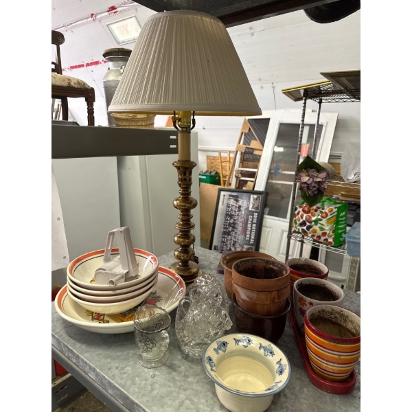 Assorted Home Decor- Lamps, Pasta Dishes, Flower Pots & Crystal Pieces