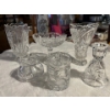 Image 1 :  vintage pinwheel, crystal sugar, bowl, creamer, two vases, candy dish, and a candle holder