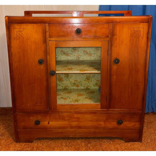 Very Old Well Cared For Solid Wood China Hutch Cabinet  38"w x 22"d 78" tall