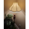 Image 1 :  Floor Lamp w/ Fringed Shade and Wooden Base, 54 T to Top of Shade and Artificial Plant 