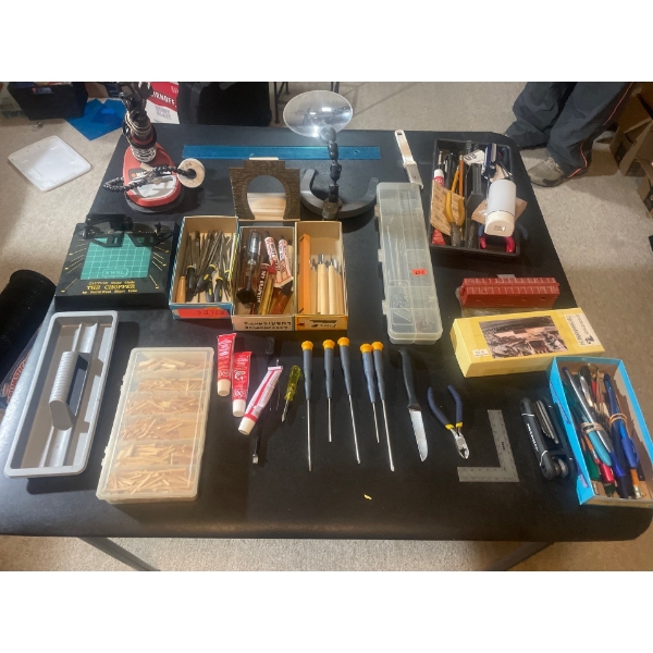 Soldering Kit, Magnifying Glass, Allen Keys, Precision Screwdrivers, Cutting Block and Various Tools