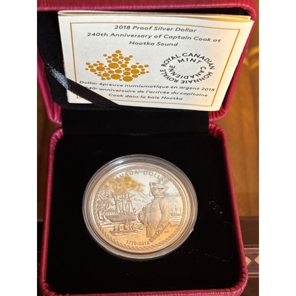 2018 $1 Captain Cook at Nootka Sound - Pure Silver Coin
