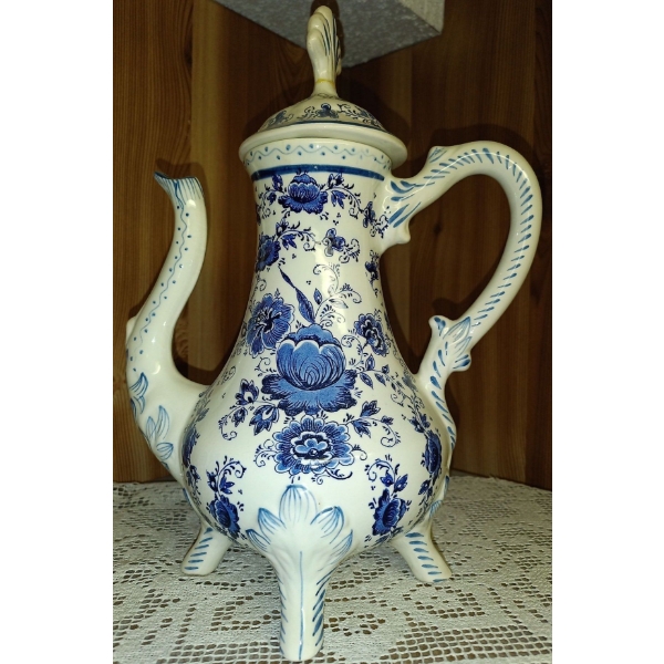 Fabulous 19th Century Blue Floral Coffee Pot
