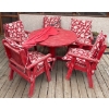 Image 1 : Lovely Wooden Outdoor Patio Table Set (Chairs, Umbrella, Cushions) - Table is 48W, 29T 