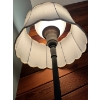 Image 3 : Antique lamp with lovely cloth shade and glass shade in great working condition 64” height