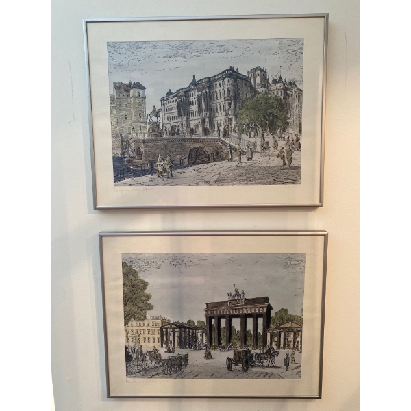 European Ink & Watercolour Drawings 18.5 x 14.5 Each