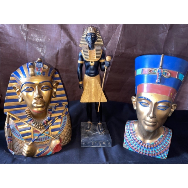 Mask of Tutankhamun Standing Pharaoh & Nefertiti Bust 14T 