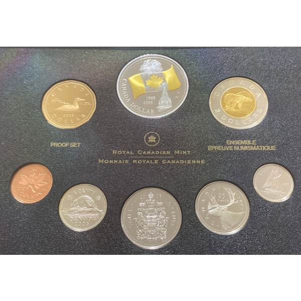 2005 Canadian Proof Set With Fine Silver Dollar 92.5% Silver 1.94 Troy Ounces