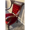 Image 3 : Antique Victorian Upholstered Arm Chair - Empire Tuffed Red Velvet w/ Mahogany Base 29x25x23 (2)