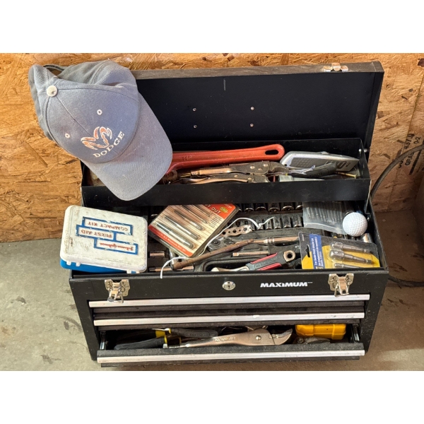 MAXIMUM Metal Tool Chest 16"Long  w/ Contents 