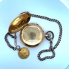 Image 5 : 18K 117.9g Victorian Enamel Pocket Watch Hunter Case with 27.8 9K Chain & 8.64g Coin Fob 