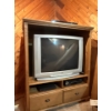 Image 1 : TV Stand With JVC Tube TV DVD Player & Sharp VHS Player 