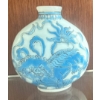 Image 3 : Antique Pre 1800s Chinese Blue & White Glass Snuff Bottle 2.5"Tall