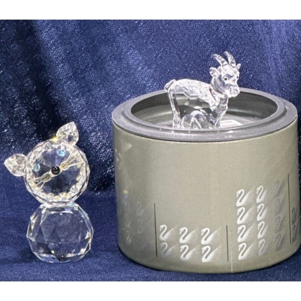 Swarovski Crystal Cat 2.5H and Goat 1.5H (Goat with Original Box