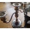 Image 3 : Assorted Metalware Serving Pieces: Glass w/ Metal Lid 15 T, Candlestick 9.5 T and More!
