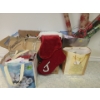 Image 1 : Assorted holiday decorations and wrapping paper/ gift  bags, stockings