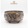 Image 1 : Antique Burmese Silver Plated Bowl, Thabeik, Decoration Depicting Rabbits And Carrots 12''*7''INCHES