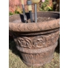 Image 3 : Garden Decor Lot1 Concrete Planter Bowl, 1 Ceramic Planter Bowl and Bird House