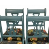 Image 2 : 4 Blue Painted Wood Lyre Back Chairs with Patterned Upholstery