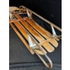 Image 5 : Antique Toboggan - Snow Sleigh Wood w/ Metal Base 48x14 
