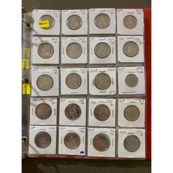 Extensive Collection of Canadian 50-Cent Coins from 1950s to 2020s