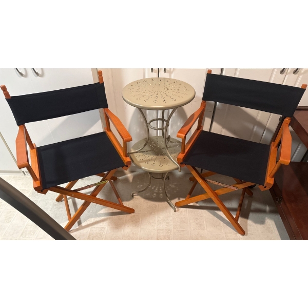 Luxury Directors Chairs w/ 2 Patio Side Tables