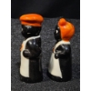 Image 4 : Mid-Century Ceramic Salt and Pepper Shakers With Orange Headwear (3")