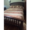 Image 2 : Queen Bed w/ Bedding, Mattress, Box Spring, and Wood Frame 
