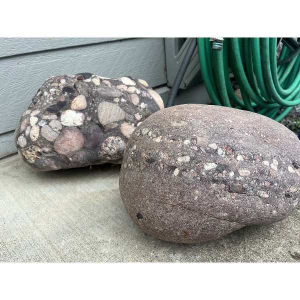 Collection of 2 conglomerate-rock, which is a type of coarse-grained sedimentary rock. Great for tha
