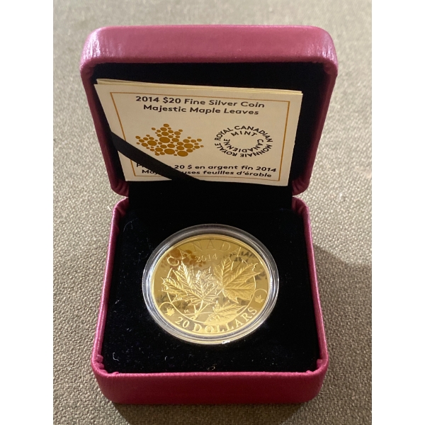 2014 $20 Fine Silver Coin 'Majestic Maple Leaves' by the Royal Canadian Mint