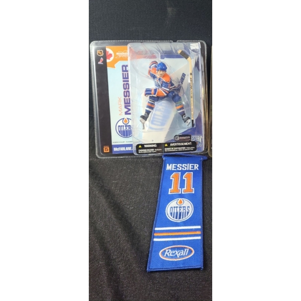 McFarlane Sports Series 5 Mark Messier Collectible Figure and "Messier 11 Oilers" Jacket Patch 
