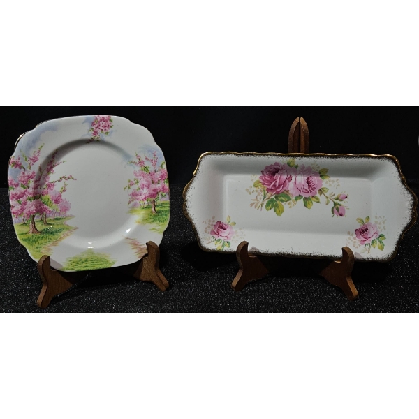 Royal Albert Bone China Plates: ‘Blossom Time’ and ‘American Beauty’