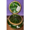 Image 2 : Antique Moser Green Glass Trinket Box w/Hand Painted Floral Enamel
