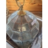 Image 4 : Large Brass & Glass Hanging Light Fixture. 20 dia, 42 h