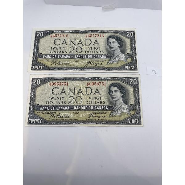 1954 $20 Canadian Banknotes