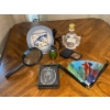 Magnifying Glasses, Pocket Flashlight, Folding Paper Fan, And Decorative glassware