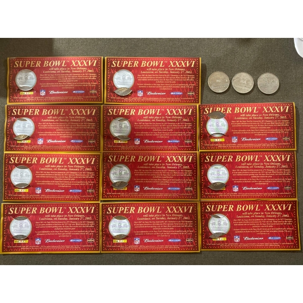 Super Bowl Commemorative Coins with Packaging (Including 2001-2002 & Team Logos)