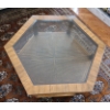 Image 2 : Vintage Hexagonal Glass Wicker Coffee Table - 39W, 17T
