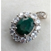 Image 1 : Emerald gemstone Pendant 3.6 ct Certified Silver  ($6,252 Appraisal)