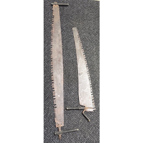 Antique 2 Man Saw (74L) W/Antique One Man Saw 