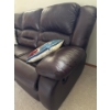 Image 2 : 3 Seater Leather Sofa w/ Cushions, 87W, 39T 