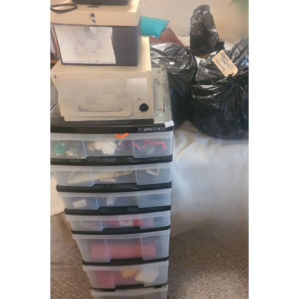 Plastic Storage Drawer 13 W, 16 D, 42 T w/ Contents Shown Included 