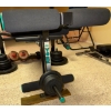 Image 3 : York Folding Weight Bench & Barbell /Weight Plates w/Leg Extension  69x62x48"tall
