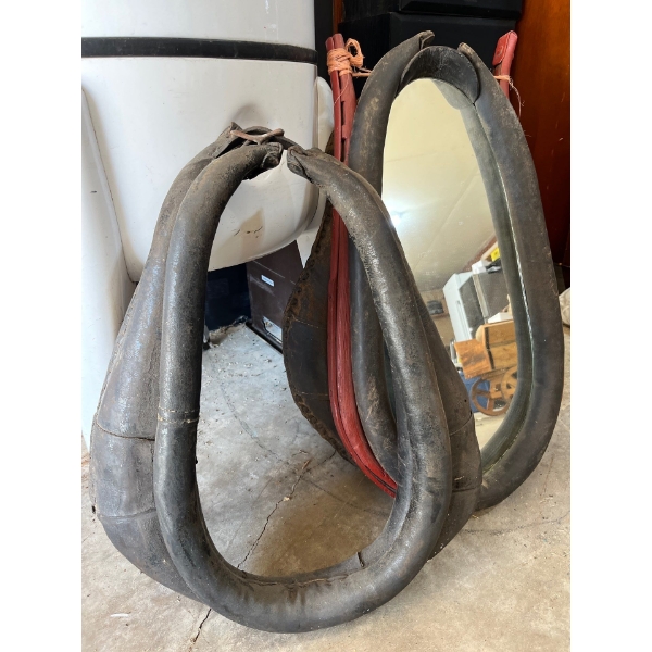 vintage horse collars one was turned into a mirror very cool wall hangers