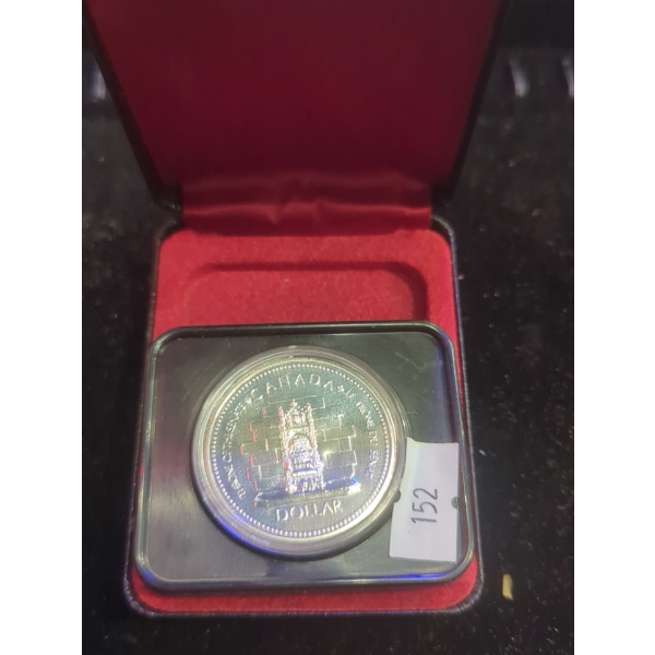 1977 25th Anniversary of the Coronation of Elizabeth II Silver 50% Dollar 23.32g 