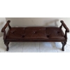 Image 4 : European Solid Wood Bench Tufted Brown Leather 60L x 17T x 18D