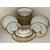 Image 1 : French Limoges Porcelain Service Set With Gold Trim & Double Inlay,  Cups, Plates, Gravy Boat