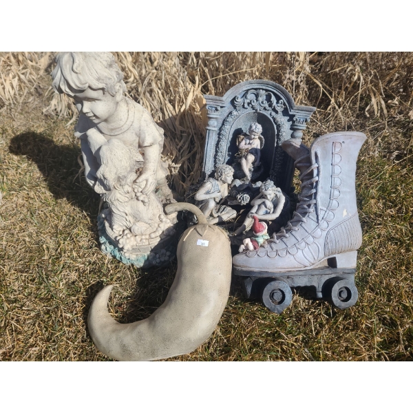 Outdoor Garden Decor Including: Resin Angel w/ Women 11 X 13, Roller Skate, Pepper and More!