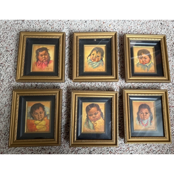 Gerda Christofferson - 6 Vintage Portraits Of Indigenous Children 8X12